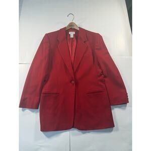 Women’s Vintage Lipstick Red Color Lands End Sport coat Blazer Size 14 TALL